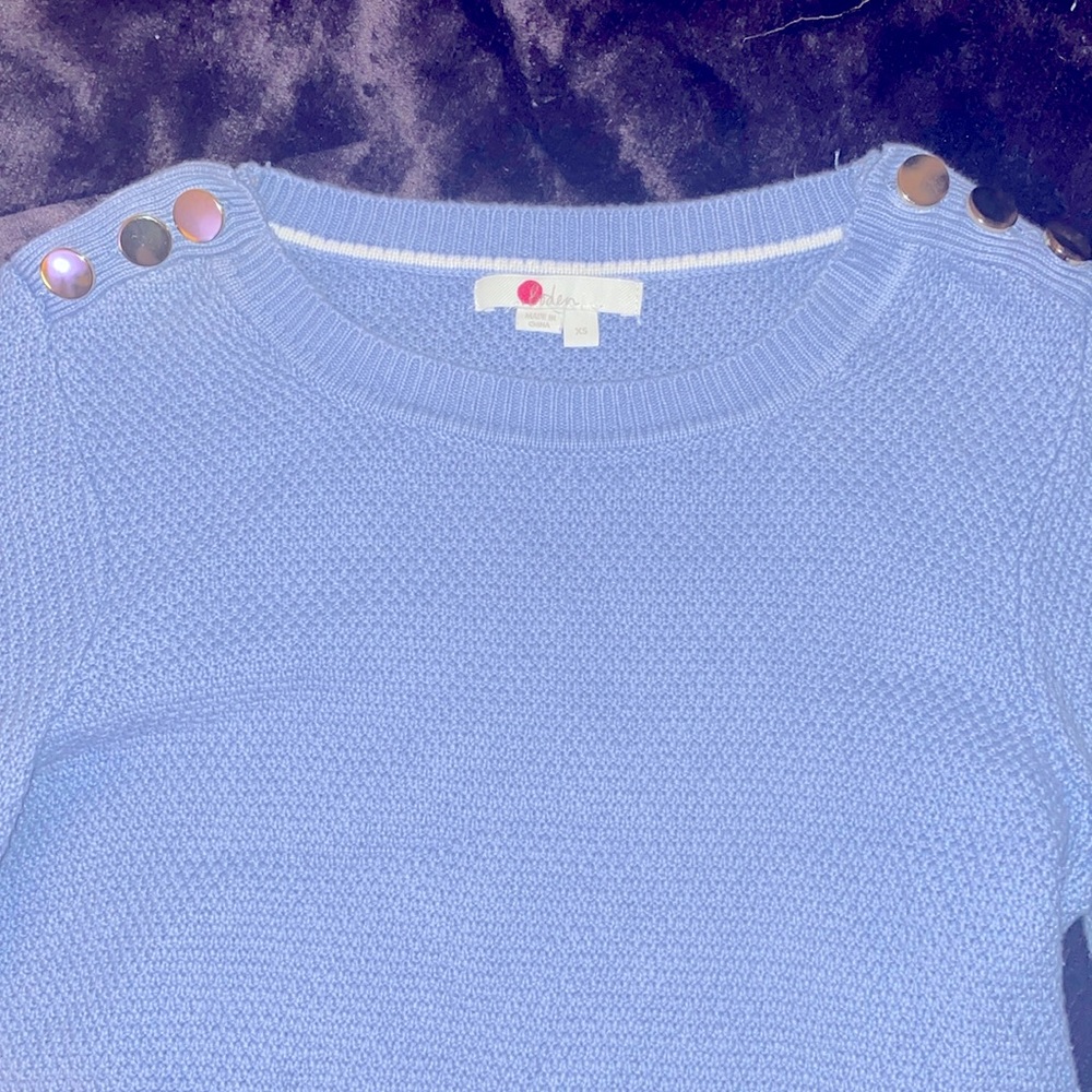 Boden Button Shoulder Sweater Women's M Periwinkle Blue